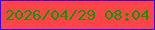 文字の大きさ：1、枠の色：3b03dd、背景の色：fe4446、文字の色：059b07 無料ブログパーツのブログ時計
