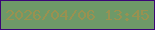 文字の大きさ：1、枠の色：3b0577、背景の色：6e9968、文字の色：9a9150 無料ブログパーツのブログ時計