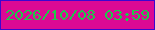 文字の大きさ：5、枠の色：3b06d0、背景の色：db0994、文字の色：1dc94a 無料ブログパーツのブログ時計