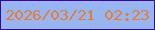 文字の大きさ：2、枠の色：3b0894、背景の色：97b5f0、文字の色：e97c33 無料ブログパーツのブログ時計