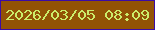 文字の大きさ：5、枠の色：3b0ca5、背景の色：925305、文字の色：cbed6a 無料ブログパーツのブログ時計