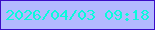 文字の大きさ：4、枠の色：3b0cc7、背景の色：b3b9ff、文字の色：09fbdb 無料ブログパーツのブログ時計