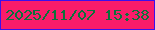 文字の大きさ：5、枠の色：3b10ec、背景の色：f91c6a、文字の色：0b723b 無料ブログパーツのブログ時計