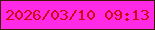 文字の大きさ：3、枠の色：3b1a04、背景の色：fe2ae5、文字の色：d00b14 無料ブログパーツのブログ時計