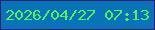 文字の大きさ：5、枠の色：3b1e6a、背景の色：0973ba、文字の色：54f25d 無料ブログパーツのブログ時計