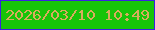 文字の大きさ：3、枠の色：3b20e2、背景の色：17c409、文字の色：d8ac5d 無料ブログパーツのブログ時計