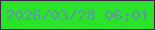 文字の大きさ：3、枠の色：3b2542、背景の色：2ce32c、文字の色：5b99a8 無料ブログパーツのブログ時計