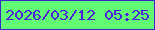 文字の大きさ：5、枠の色：3b26cb、背景の色：62f975、文字の色：4b21de 無料ブログパーツのブログ時計