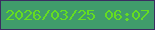 文字の大きさ：5、枠の色：3b2c61、背景の色：409c6b、文字の色：64dd21 無料ブログパーツのブログ時計