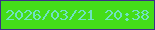 文字の大きさ：2、枠の色：3b3086、背景の色：44dd19、文字の色：6ee2c2 無料ブログパーツのブログ時計