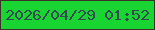 文字の大きさ：2、枠の色：3b3228、背景の色：19d531、文字の色：334a53 無料ブログパーツのブログ時計