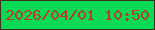 文字の大きさ：1、枠の色：3b3320、背景の色：08da56、文字の色：b53c29 無料ブログパーツのブログ時計