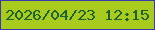 文字の大きさ：4、枠の色：3b39b0、背景の色：a8cb1e、文字の色：1c6130 無料ブログパーツのブログ時計