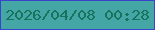 文字の大きさ：3、枠の色：3b42cc、背景の色：45a6a6、文字の色：17735e 無料ブログパーツのブログ時計