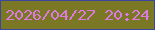 文字の大きさ：1、枠の色：3b46a0、背景の色：7a7725、文字の色：dc7ae1 無料ブログパーツのブログ時計