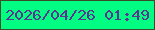 文字の大きさ：5、枠の色：3b4c2b、背景の色：01fe83、文字の色：5c3590 無料ブログパーツのブログ時計