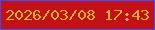 文字の大きさ：3、枠の色：3b4dfc、背景の色：c21117、文字の色：d2b12d 無料ブログパーツのブログ時計