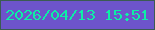 文字の大きさ：3、枠の色：3b5b53、背景の色：6d54cb、文字の色：0defa6 無料ブログパーツのブログ時計