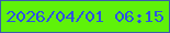 文字の大きさ：1、枠の色：3b5bae、背景の色：5ff20a、文字の色：2d52e2 無料ブログパーツのブログ時計