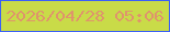 文字の大きさ：4、枠の色：3b60f7、背景の色：c9db48、文字の色：df946c 無料ブログパーツのブログ時計