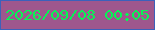 文字の大きさ：2、枠の色：3b61bb、背景の色：9e578d、文字の色：05f654 無料ブログパーツのブログ時計