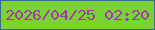 文字の大きさ：3、枠の色：3b6894、背景の色：7ad236、文字の色：a735ad 無料ブログパーツのブログ時計