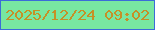 文字の大きさ：5、枠の色：3b6cd8、背景の色：78e7a1、文字の色：c59027 無料ブログパーツのブログ時計