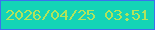 文字の大きさ：4、枠の色：3b71ee、背景の色：14d4b6、文字の色：b1e35c 無料ブログパーツのブログ時計