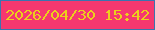 文字の大きさ：1、枠の色：3b74af、背景の色：f6386f、文字の色：ebd01c 無料ブログパーツのブログ時計