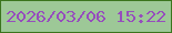 文字の大きさ：4、枠の色：3b751e、背景の色：9dc897、文字の色：964dbd 無料ブログパーツのブログ時計