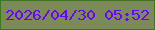 文字の大きさ：1、枠の色：3b7720、背景の色：7c8a59、文字の色：6c03f8 無料ブログパーツのブログ時計