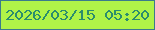 文字の大きさ：5、枠の色：3b7b8c、背景の色：b0f348、文字の色：2b8d6d 無料ブログパーツのブログ時計