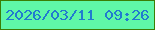 文字の大きさ：2、枠の色：3b7e05、背景の色：5ff7a8、文字の色：217bcf 無料ブログパーツのブログ時計