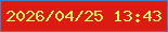文字の大きさ：2、枠の色：3b81cd、背景の色：dd1b13、文字の色：e0f65e 無料ブログパーツのブログ時計