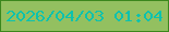 文字の大きさ：5、枠の色：3b871d、背景の色：93c060、文字の色：0cc2ae 無料ブログパーツのブログ時計
