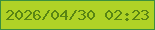 文字の大きさ：2、枠の色：3b8f3e、背景の色：afd226、文字の色：598513 無料ブログパーツのブログ時計