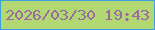文字の大きさ：2、枠の色：3ba0dd、背景の色：b2d874、文字の色：9c69a1 無料ブログパーツのブログ時計
