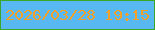文字の大きさ：4、枠の色：3ba727、背景の色：58b9f2、文字の色：f4a129 無料ブログパーツのブログ時計