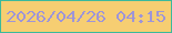 文字の大きさ：1、枠の色：3bb99c、背景の色：f6ce72、文字の色：9e95d8 無料ブログパーツのブログ時計
