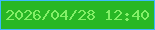 文字の大きさ：2、枠の色：3bb9fe、背景の色：28b724、文字の色：83ef67 無料ブログパーツのブログ時計
