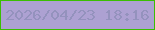 文字の大きさ：2、枠の色：3bbe03、背景の色：ada1d2、文字の色：9492bd 無料ブログパーツのブログ時計