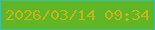文字の大きさ：1、枠の色：3bc19f、背景の色：61b625、文字の色：c4b51a 無料ブログパーツのブログ時計