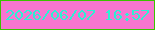 文字の大きさ：5、枠の色：3bc200、背景の色：f775d0、文字の色：2cf1d3 無料ブログパーツのブログ時計