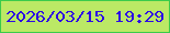 文字の大きさ：2、枠の色：3bcb4c、背景の色：bbe965、文字の色：2d0ae4 無料ブログパーツのブログ時計