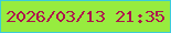 文字の大きさ：1、枠の色：3bccda、背景の色：97ec3f、文字の色：ae144d 無料ブログパーツのブログ時計