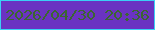 文字の大きさ：5、枠の色：3bd0f5、背景の色：6a33c2、文字の色：3b6632 無料ブログパーツのブログ時計