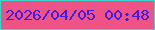 文字の大きさ：4、枠の色：3bd4cc、背景の色：ed5485、文字の色：451ae1 無料ブログパーツのブログ時計