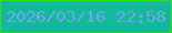 文字の大きさ：5、枠の色：3bd81b、背景の色：10ba9b、文字の色：75a5ea 無料ブログパーツのブログ時計