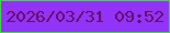 文字の大きさ：5、枠の色：3bdc3a、背景の色：9233f9、文字の色：660d6e 無料ブログパーツのブログ時計