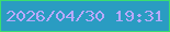 文字の大きさ：1、枠の色：3bde6f、背景の色：2a9cc2、文字の色：b9a9fa 無料ブログパーツのブログ時計